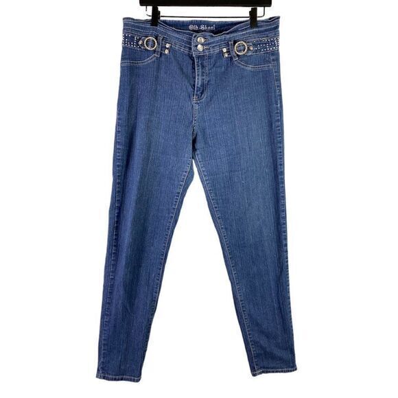 Jeans Womens Size 14 High Rise‎ Old Skool Straight Leg Cotton Denim Pockets Blue - Picture 1 of 12